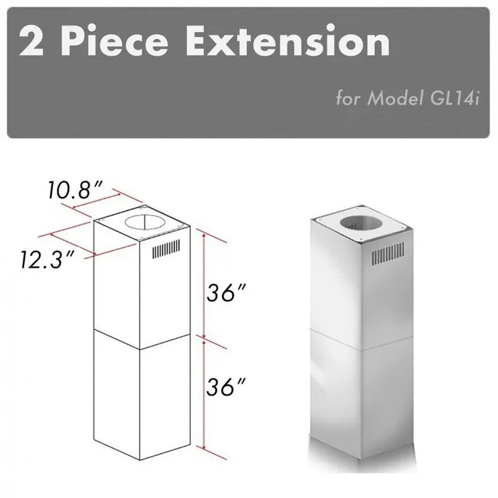 ZLINE 2-36 in. Chimney Extensions for 10 ft. to 12 ft. Ceilings (2PCEXT-GL14i) main image.