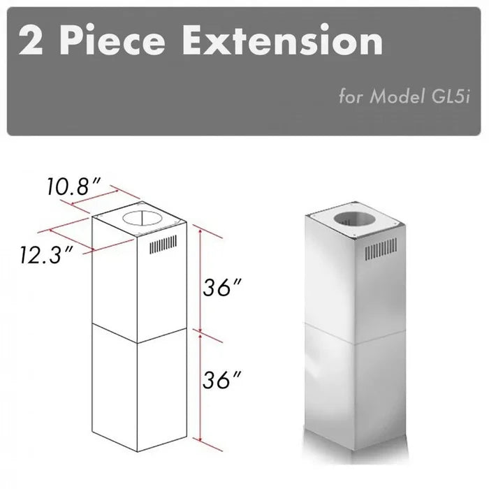 ZLINE 2-36 in. Chimney Extensions for 10 ft. to 12 ft. Ceilings (2PCEXT-GL5i) main image.