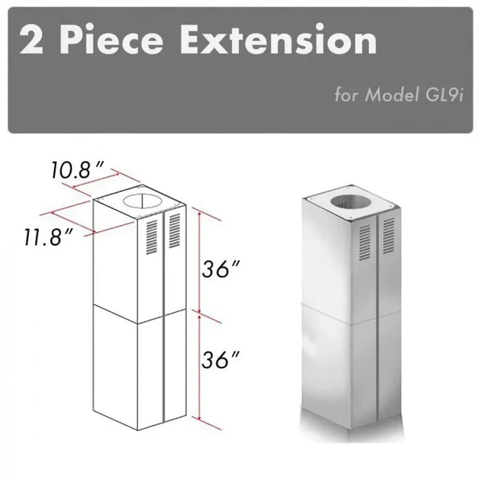 ZLINE 2-36 in. Chimney Extensions for 10 ft. to 12 ft. Ceilings (2PCEXT-GL9i) main image.