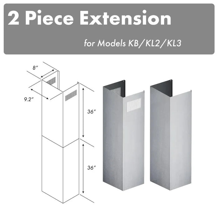 ZLINE 2-36 in. Chimney Extensions for 10 ft. to 12 ft. Ceilings (2PCEXT-KB/KL2/KL3) main image.