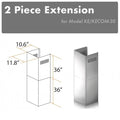 ZLINE 2-36 in. Chimney Extensions for 10 ft. to 12 ft. Ceilings (2PCEXT-KE/KECOM-30) main image.