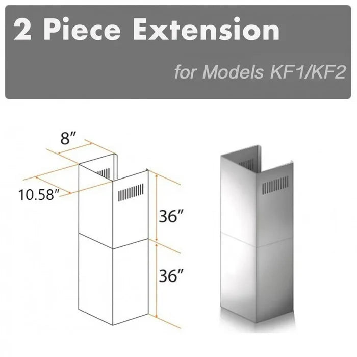 ZLINE 2-36 in. Chimney Extensions for 10 ft. to 12 ft. Ceilings (2PCEXT-KF1) main image.