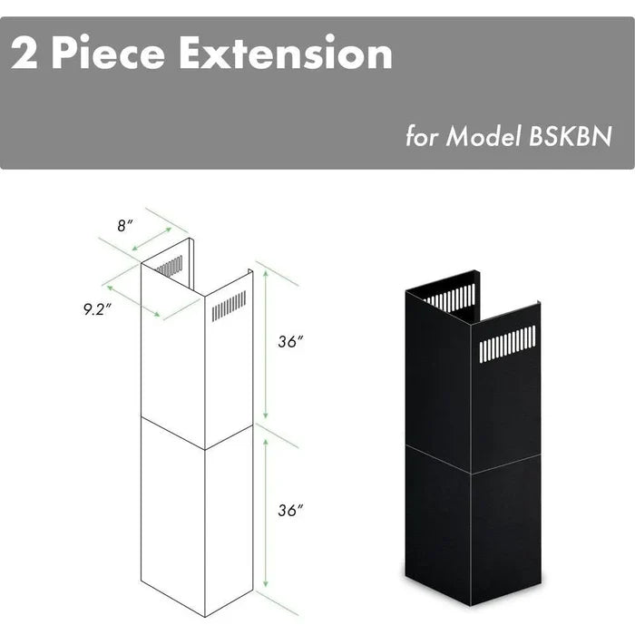 ZLINE 2-36 in. Chimney Extensions for 10 ft. to 12 ft. Ceilings in Black Stainless (2PCEXT-BSKBN) main image.