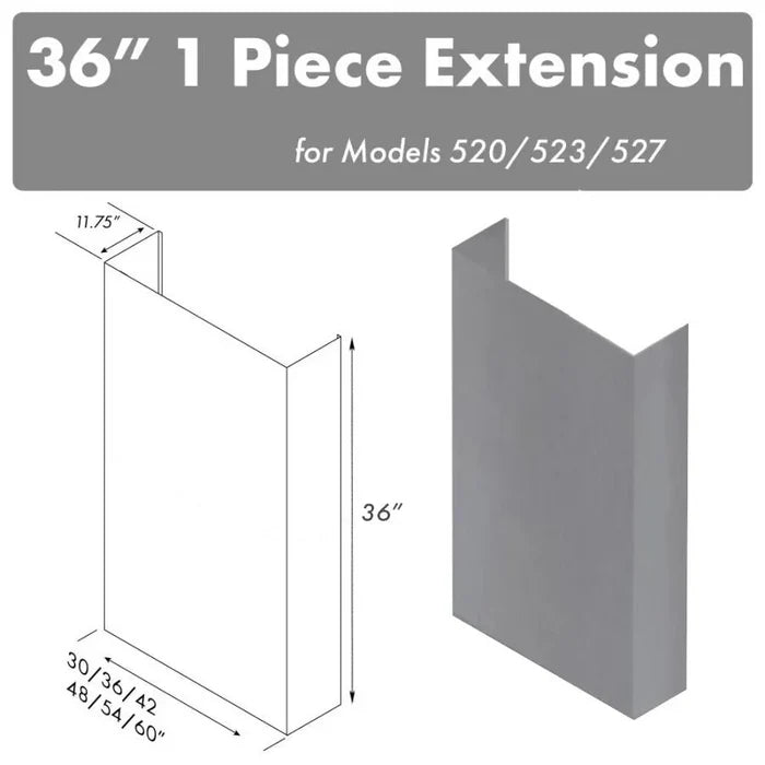 ZLINE 36 in. Chimney for 48 in. Under Cabinet Hoods (520/523/527-48-3FTEXT) main image.