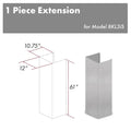 ZLINE 61 in. Satin Stainless Steel Chimney Extension for Ceilings up to 12.5 ft. (8KL3iS-E) main image.