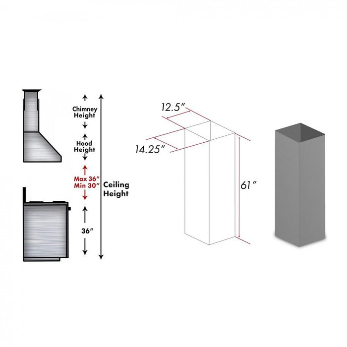 ZLINE 61" Wooden Chimney Extension for Ceilings up to 12.5 ft. (KBiUU-E) - Rustic Kitchen & Bath - Range Hood Accessories - ZLINE Kitchen and Bath
