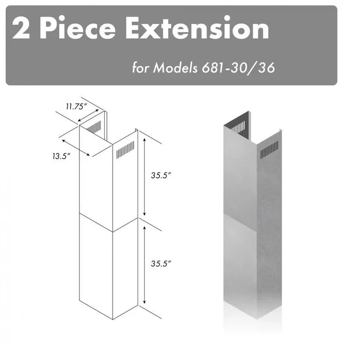 ZLINE 71 in. Extended Chimney (2PCEXT-681-30/36) main image.
