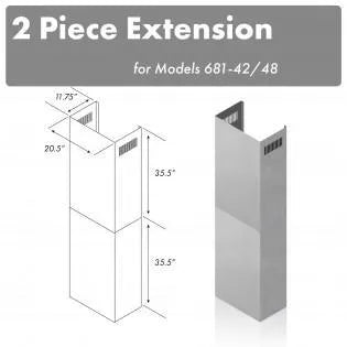 ZLINE 71 in. Extended Chimney (2PCEXT-681-42/48) main image.