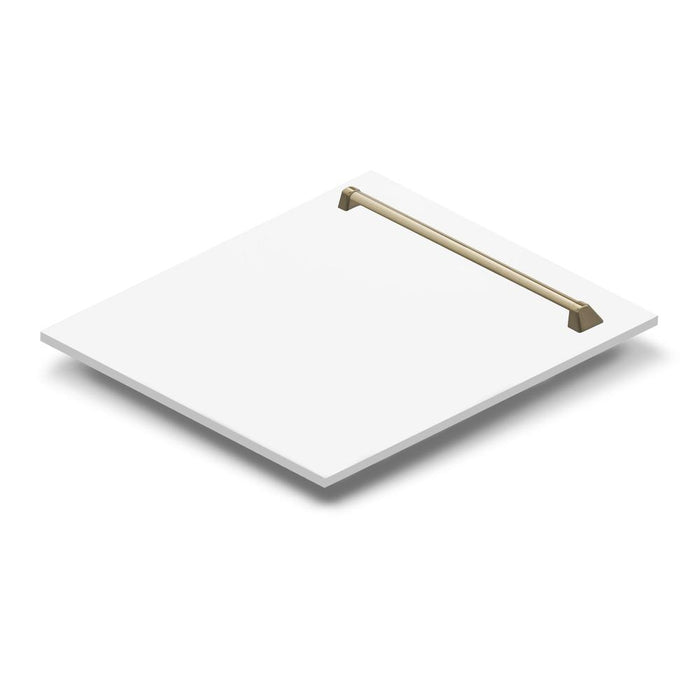 ZLINE Autograph Edition 24 in. Tallac Dishwasher Panel in White Matte with Accented Handle (DPVZ-WM-24) main image.