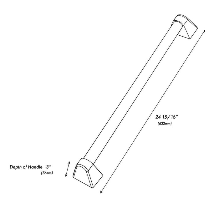 ZLINE Autograph Edition 30 in. Wall Oven Helix Handle (Set of 1) in Matte Black (AWHZ-30-K-MB) dimensional diagram.