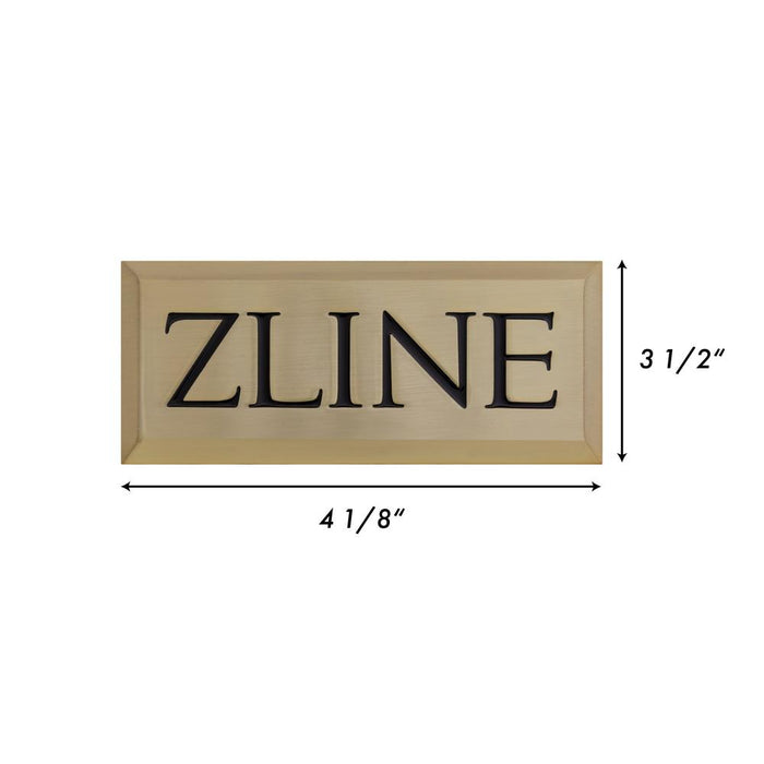 ZLINE Autograph Edition Badge Sample in Champagne Bronze dimensional diagram with measurements.