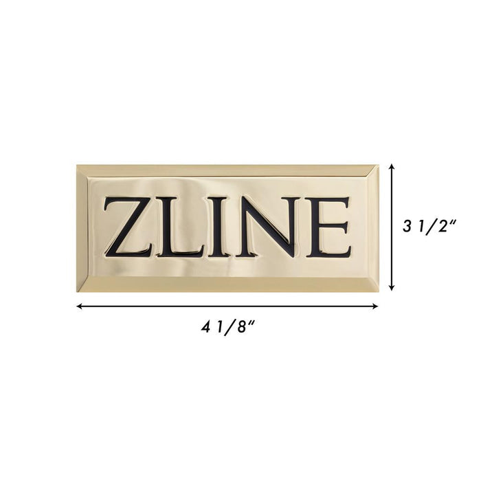 ZLINE Autograph Edition Badge Sample in Polished Gold dimensional diagram with measurements.