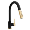 ZLINE Autograph Edition Gemini Pull Down Single Handle Kitchen Faucet in Matte Black and Champagne Bronze (GEM-KF-ZMBCB) main image.