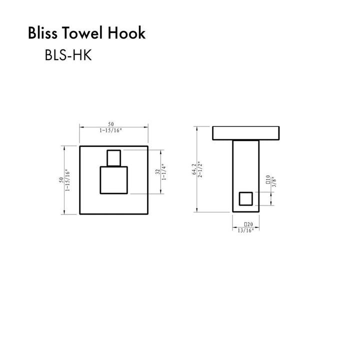 ZLINE Bliss Towel Hook With Color Options (BLS-HK)