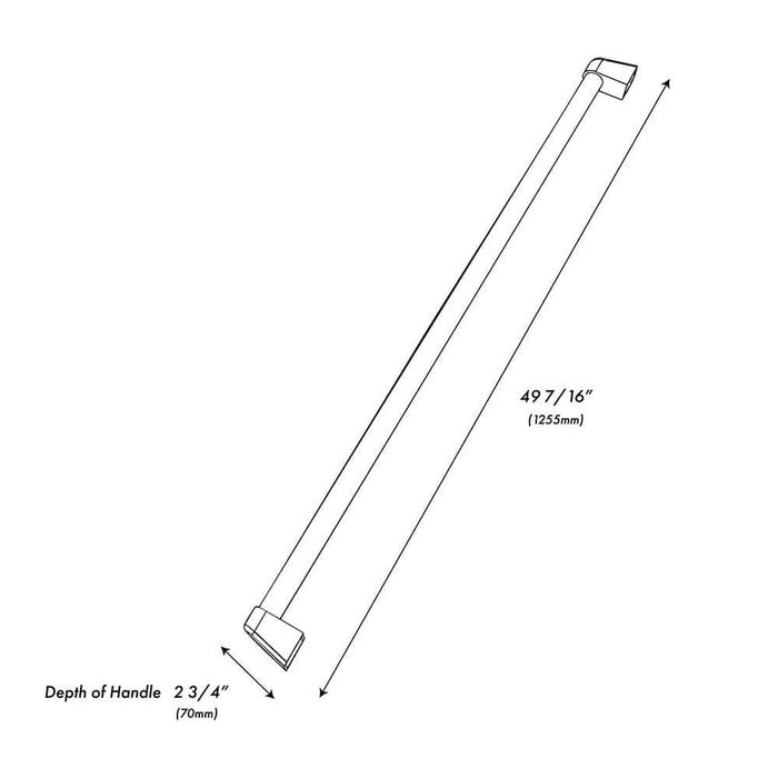 ZLINE Column Refrigeration Helix Handle (Set of 1) in Black Stainless Steel (RCHZ-K-BS) dimensional diagram.