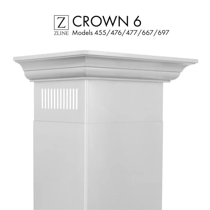 ZLINE Crown Molding 6 For 455/476/477/667/697 Wall Range Hood Stainless Steel (CM6-455/476/477/667/697) main image.