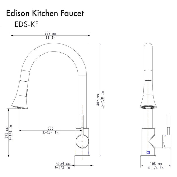 ZLINE Edison Kitchen Faucet in Brushed Nickel (EDS-KF-BN)