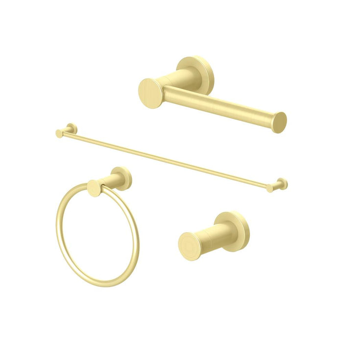 ZLINE Emerald Bay 4-Piece Bathroom Accessories Package with Towel Rail, Hook, Ring and Toilet Paper Holder with Color Options (4BP-EMBYACC) Polished Gold