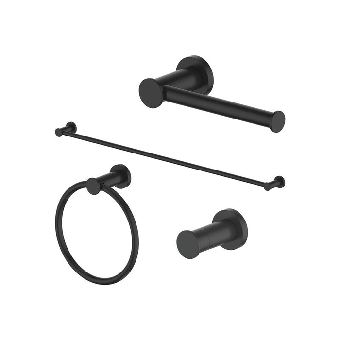 ZLINE Emerald Bay 4-Piece Bathroom Accessories Package with Towel Rail, Hook, Ring and Toilet Paper Holder with Color Options (4BP-EMBYACC) Matte Black