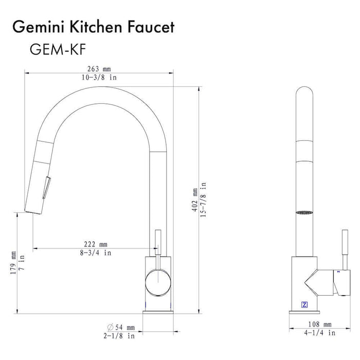 ZLINE Gemini Kitchen Faucet in Polished Gold (GEM-KF-PG)