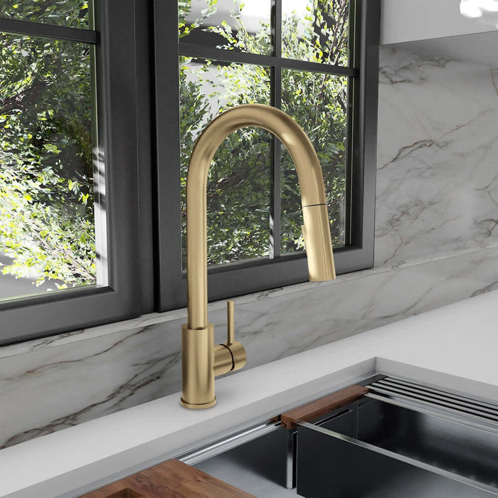 ZLINE Palisades Pull Down Single Handle Kitchen Faucet in Champagne Bronze (RBCN1-KF-CB)