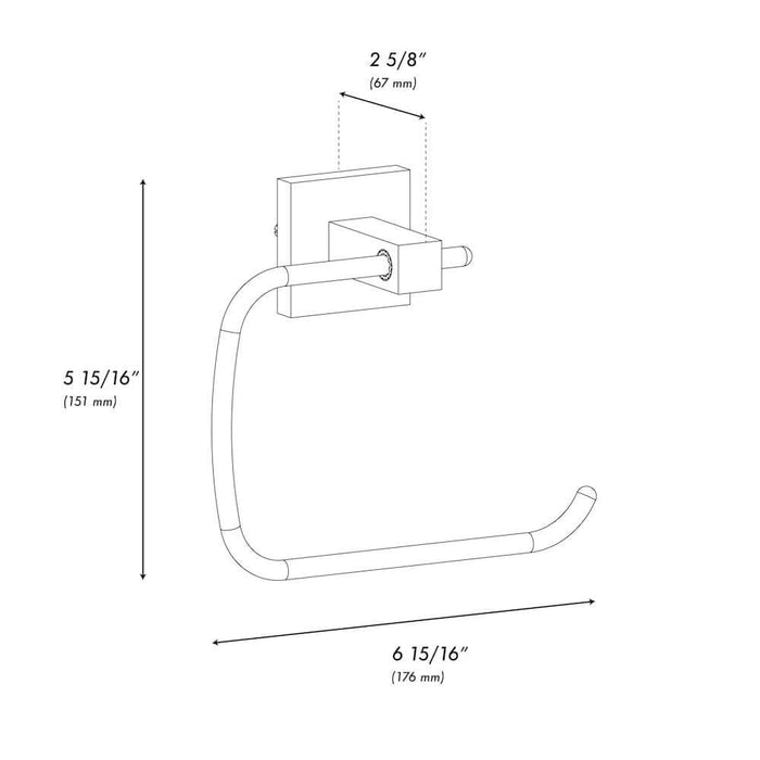 ZLINE Palisades Towel Ring in Matte Black (RBCN1-TRNG-MB) dimensional diagram.
