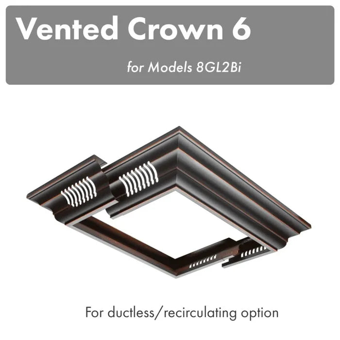 ZLINE Vented Crown Molding Profile 6 For Island Mount Range Hood (CM6V-8GL2Bi) main image.