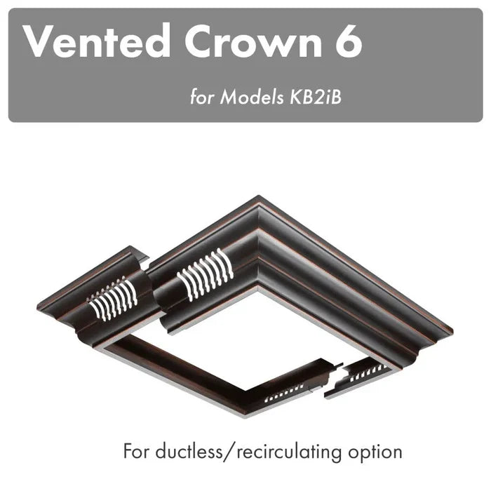 ZLINE Vented Crown Molding Profile 6 For Island Mount Range Hood (CM6V-KB2iB) main image.