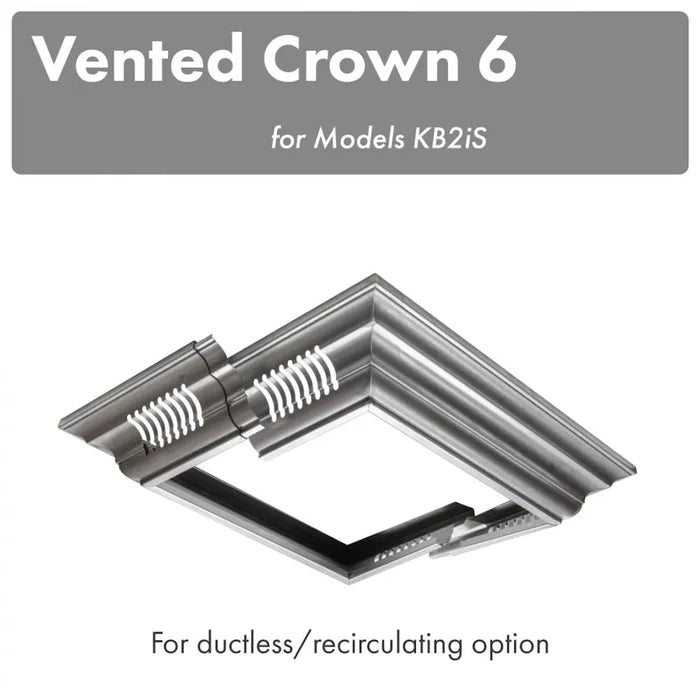 ZLINE Vented Crown Molding Profile 6 for Island Mount Range Hood in Satin Stainless Steel (CM6V-KB2iS) main image.