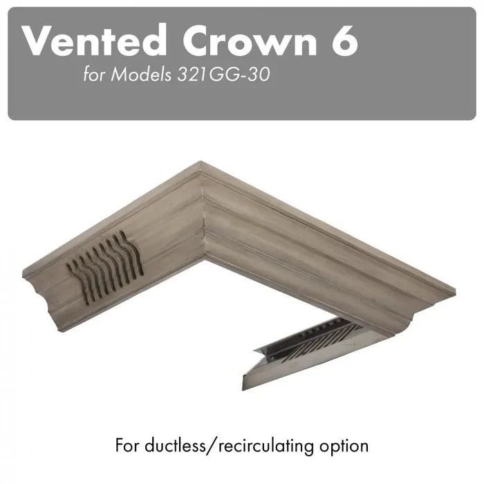 ZLINE Vented Crown Molding Profile 6 For Wall Mount Range Hood (CM6V-300G) main image.
