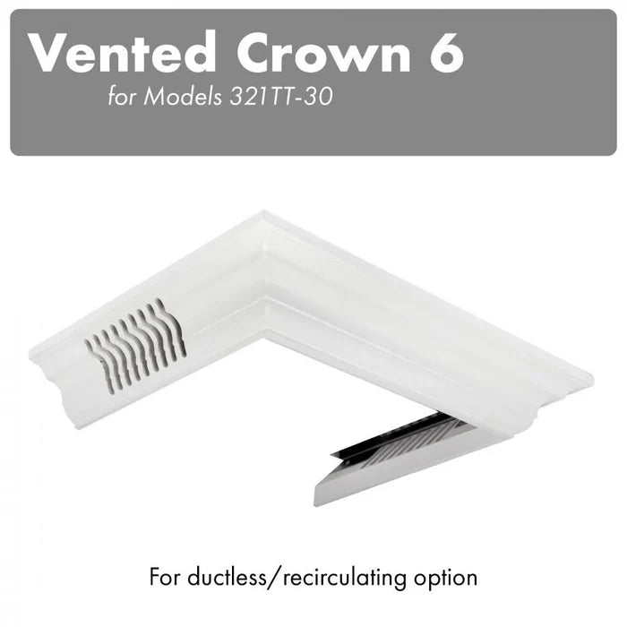 ZLINE Vented Crown Molding Profile 6 For Wall Mount Range Hood (CM6V-300T) main image.